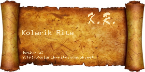 Kolarik Rita névjegykártya